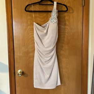 Worn only once sparkle dress, one shoulder